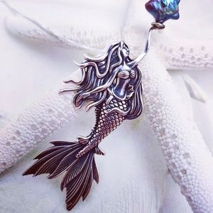 Sterling Silver Mermaid Necklace With Pearl
